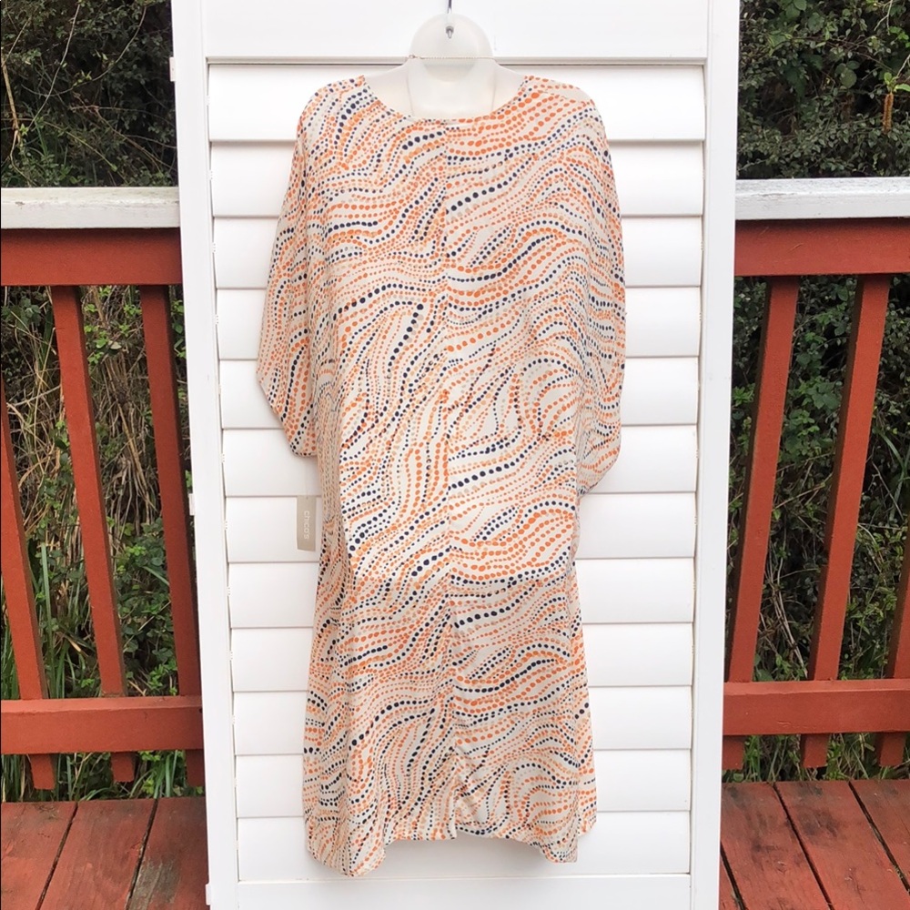 Chico's NWT V-neck multi print pattern short Dress SIZE 4 - Picture 10 of 13
